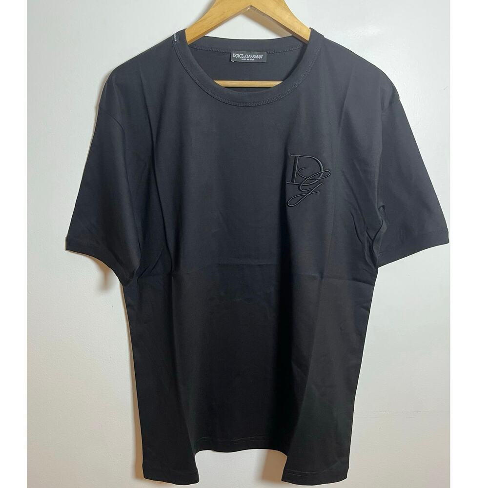 Dolce & Gabbana Black logo T-Shirt Men's Size M DG Embroidered Designer Shirt